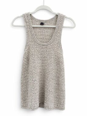 Aerie Knit Tank Top Medium Beige Boho Crochet Sleeveless Sweater Tank